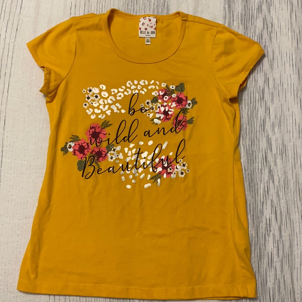 size L mustard yellow girls cute slogan tee- Ross